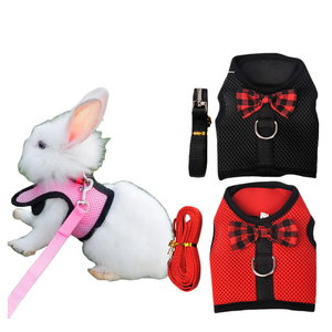 Arnés pequeño <span class=keywords><strong>para</strong></span> mascotas al aire libre, conjunto de chaleco y correa con decoración de lazo, arnés de correa <span class=keywords><strong>para</strong></span> el pecho <span class=keywords><strong>para</strong></span> Conejo, Hurón, conejillo de indias, hámster - Product Image 1