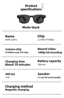 Lunettes Intelligentes AIMB-G2 Pro AI avec Caméra 8MP, Stabilisation d'Image Sans Fil BT, Capture Photo/Vidéo, Diffusion en Direct et Traduction IA