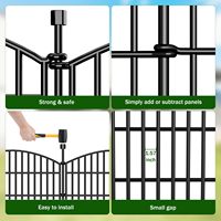 10-teiliger Dekorativer Gartenzaun ohne Graben, 81 cm H x 7,2 m L Rostfreier Metall-Hundezaun, Outdoor-Tierbarriere für den Garten