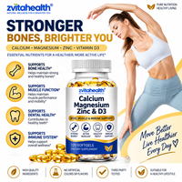 Complément Alimentaire en Capsules Molles de Calcium, Magnésium, Zinc et Vitamine D3 à Marque Blanche pour le Soutien Osseux et Articulaire et le Soutien Immunitaire des Adultes