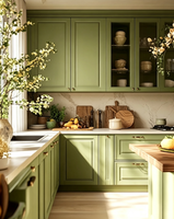 Lemari Dapur Gaya Shaker Hijau Amerika, Set Dapur Modular Kustom untuk Vila