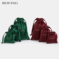 Sac de rangement pour bijoux en velours avec cordon de serrage, logo personnalisé Boyang, luxe, recyclable