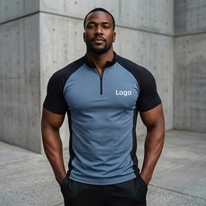 T-shirt de compression athlétique unisexe personnalisé par le fabricant, prêt à être expédié, anti-humidité, extensible dans quatre directions, pour la gym - Product Image 1