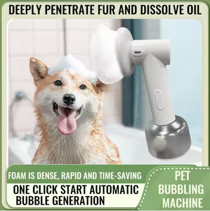 Dispensador eléctrico de champú para perros con cepillo de masaje suave Toalla de baño para mascotas Modo burbuja/rociador-para gatos y perros - Product Image 2
