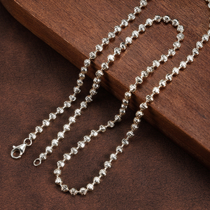 SC91 RINNTIN 925 Sterling <strong>Silver</strong> 0.8mm <strong>Moon</strong> Cut Bead Chain <strong>Necklace</strong> Fine Jewelry - Product Image 1