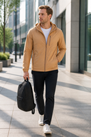 Veste à capuche amovible pour homme OEM, veste pliable non doublée à simple couche, veste légère à capuche avec cordon de serrage à verrouillage métallique