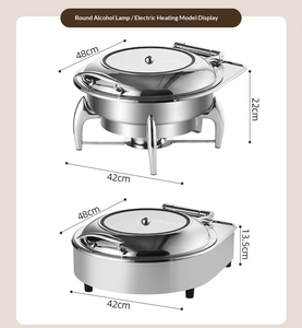 Otros Suministros para Hoteles y Restaurantes, Recipiente para Calentar <span class=keywords><strong>Comida</strong></span> de Acero Inoxidable, Calentador de <span class=keywords><strong>Comida</strong></span> Hidráulico para Buffet con Tapa de Vidrio para Bodas - Product Image 5