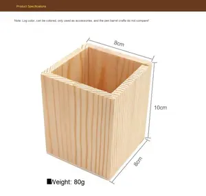 Toptan Modern DIY katı ahşap kare kayın alüminyum ofis masaüstü saklama kutusu çok fonksiyonlu plastik gıda kalemlik - Product Image 4