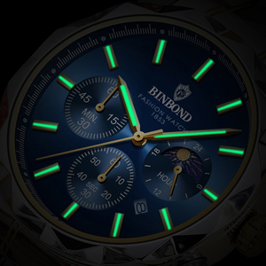 Reloj de Pulsera de Cuarzo para Hombre Binbond B0380 0380, Correa de Acero Inoxidable de Lujo, Manecillas Luminosas, Resistente al Agua, Estilo Casual de Negocios - Product Image 2