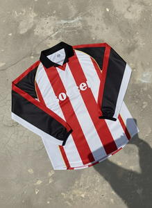 定制黑色蓝色条纹设计长袖Maglie Calcio升华印花品牌标志字母Abbigliamento Uomo足球运动衫 - Product Image 6