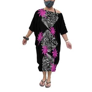 Vestidos holgados de moda para mujer, Poncho con hombros descubiertos, vestidos personalizados de estilo <span class=keywords><strong>Tribal</strong></span> polinesiano con estampado de <span class=keywords><strong>tatuaje</strong></span> Floral para verano, 2022 - Product Image 3