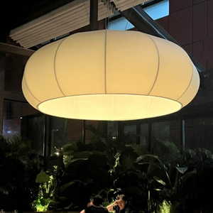 Japanese Style Chandelier Round White E27 LED Pendant <b>Light</b> For Living Room Or Dining Room - Product Image 1