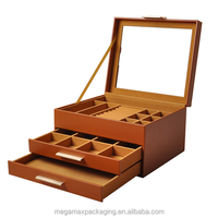 Boîte de rangement pour bijoux en cuir de verre PU de luxe, bague, boucles d'oreilles, bracelet, montre, collier, boîte organisateur de bijoux de voyage en velours, emballage