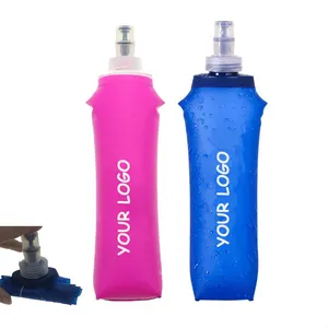 Özel Logo 17oz 500ml hidrasyon yumuşak spor katlanabilir katlanabilir TPU su şişesi yumuşak flask