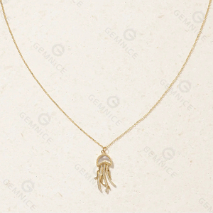 Collana Choker Gemnel Serpentina Jellyfish Placcata Oro Argento 925 Finitura Incisa con Zirconia Cubica e Catena di Prolunga - Product Image 3