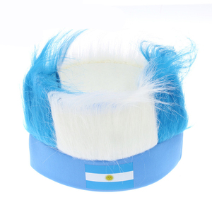 Nouveaux chapeaux de supporters de football avec perruque et bandeau, pour les 32 pays du Qatar, <span class=keywords><strong>France</strong></span>, Danemark, fans fous, perruques de supporters - Product Image 2