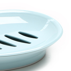 Oval Soap Dish Nordic Blue Plastic Draining Bathroom Soap Holder With Slots For Drainage - Product Image 4