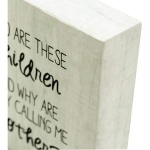 Parisloft chi sono questi bambini e perché <span class=keywords><strong>mi</strong></span> chiamano madre, insegne di blocchi di legno, decorazioni per la casa in legno rustico Freestanding - Product Image 2