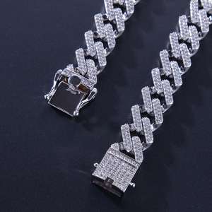 HIBRIDE Miami Prong küba bağlantı bilezik <span class=keywords><strong>3</strong></span> satır tam buzlu Out kübik zirkon 7 inç 8 inç bilezik erkek Hiphop takı B-148 - Product Image 3