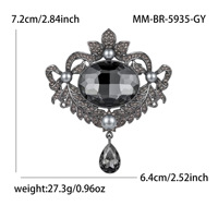 Broche de luxe en cristal ajouré avec pendentif goutte de perle et strass, pour robe, manteau, soirée, décoration féminine