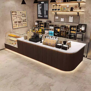 Bancone Bar Personalizzabile in Legno per Caffè e Bubble Tea, per Centri Commerciali e Supermercati, <span class=keywords><strong>Design</strong></span> Ecologico e Resistente con LED per Negozi al Dettaglio - Product Image 2