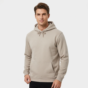 New Arrival <b>Men's</b> Customized <b>Beige</b> Winter Pullover Hoodie Oversized Heavy Style Fleece Anti-Pilling 400g Digital Printing Street - Product Image 1
