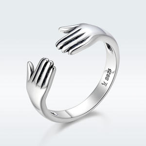 Bague en argent sterling 925 à double couche, « <span class=keywords><strong>Donne</strong></span>-<span class=keywords><strong>moi</strong></span> un câlin », bague ouverte pour femme, bague ajustable, bijoux SCR136 - Product Image 4