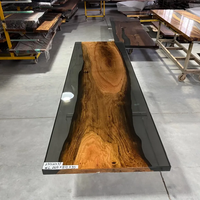 Table de salle à manger en bois de noyer massif avec résine époxy, pour la maison, les restaurants et les cuisines, directement de l'usine
