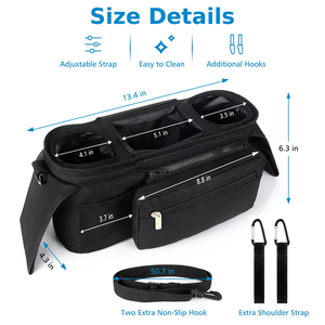 Organizador Universal <span class=keywords><strong>para</strong></span> Cochecito con Portavasos Aislado, <span class=keywords><strong>Bolsa</strong></span> <span class=keywords><strong>para</strong></span> Teléfono Desmontable <span class=keywords><strong>y</strong></span> Correa <span class=keywords><strong>para</strong></span> el Hombro - Product Image 3