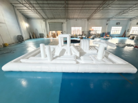 Parc aquatique gonflable blanc, combo parcours d'obstacles flottant gonflable avec toboggan pour piscine extérieure, fête sur la plage, location de divertissements