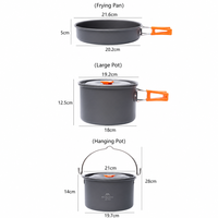 Ensemble de cuisine de camping avec réchaud portable en acier, surface antiadhésive, capacité 3-4L/1-2L, design moderne pour les amateurs de plein air