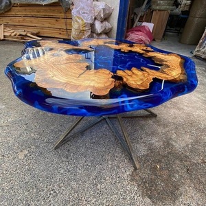 Nuovo Arrivo: Tavolino da Salotto in <span class=keywords><strong>Legno</strong></span> Massello di Noce con <span class=keywords><strong>Resina</strong></span> Epossidica Effetto Oceano Blu - Product Image 6