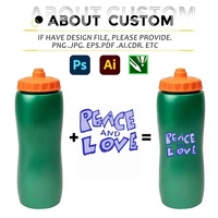 Bouteille d'eau compressible en plastique sans BPA de 1000 ml avec logo personnalisé, vente en gros, gobelet personnalisé, bouteille d'eau compressible pour le sport et le cyclisme de 32 oz