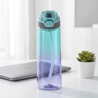 Bouteilles de sport transparentes en Tritan+PP anti-fuite avec anneau parfumé remplaçable pour boire directement, compatibles lave-vaisselle, pour le bureau, la randonnée et le camping