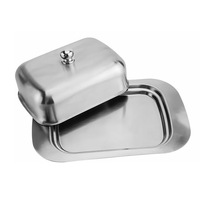 Beurrier en acier inoxydable 304 avec couvercle, récipient à beurre en métal brossé pour le rangement sur le comptoir de cuisine