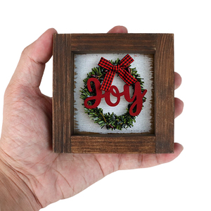 Rustic Farmhouse 3.5x3.5 Inch Christmas <strong>Wood</strong> <strong>Plank</strong> Hanging Sign Wooden Plaque Wall Sign Holiday Decor - Product Image 1