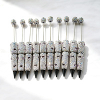 Stylo à bille long en métal entièrement orné de strass, avec cœur en cristal et diamant, stylo décoratif de luxe brillant, cadeau idéal