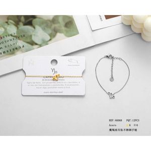 Bracciale con ciondolo Capricorno in acciaio inossidabile, catena da 6 mm, per donna, gioielli alla moda - Product Image 1