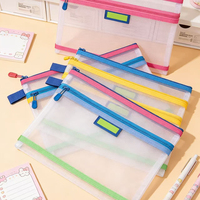 Sac de classement assorti aux couleurs, mignon, en nylon transparent avec fermeture éclair, grande capacité, sac à main, sac d'école, pour sorties et voyages, fabriqué en Chine