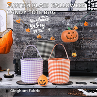 Panier de Pâques personnalisé à carreaux, décoration de festival, seau à lapin en vichy pour enfants, cadeau, grand sac à bonbons pour la chasse aux œufs de Pâques
