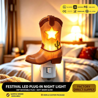 Lampe de nuit LED en forme de botte de cowboy western 360 ° Lampe murale décorative rotative, décoration intérieure, veilleuse, vente en gros d'usine, cadeau OEM