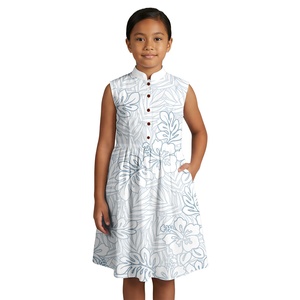 <span class=keywords><strong>Vestidos</strong></span> Blancos Sencillos Personalizados para Niñas, Ropa Linda para la Playa, Estampado Floral Tribal Samoano Polinesio, Ropa Infantil, Vestido <span class=keywords><strong>Aloha</strong></span> para Niñas - Product Image 1