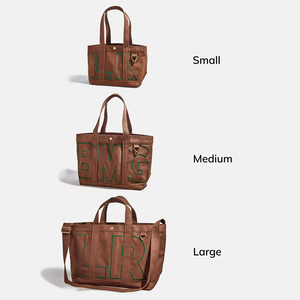 Borsa Tote in Tela a Righe di Alta Qualità Personalizzata <span class=keywords><strong>con</strong></span> <span class=keywords><strong>Iniziali</strong></span> <span class=keywords><strong>Ricamate</strong></span>, Colore Personalizzato e Manico <span class=keywords><strong>con</strong></span> Nastro Logo - Product Image 4