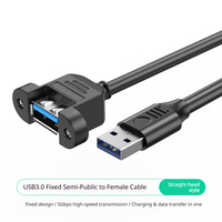 Kabel Ekstensi USB 3.0 Male to Female Grosir, Panel Mount, Pengunci Sekrup, Dual Shielded, Pengisian Daya & Data 5Gbps