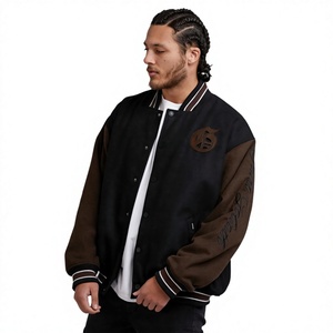 Chaqueta Varsity de Algodón y Lana con Bordado Frontal Personalizado, Estilo Urbano, Precio al por Mayor, Diseño Oversize con Bloques de Color, Impermeable y Resistente al Viento - Product Image 1