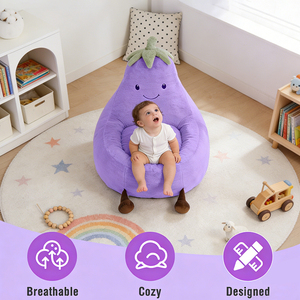 工場直販 キッズ用ナス型ビーンバッグチェア 幼児用読書用快適ソファ B2B OEM/ODM 卸売 - Product Image 3