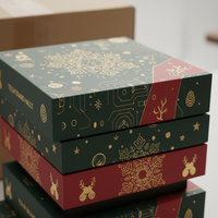 Maßgefertigte Tragbare Weihnachtsgeschenkbox, Faltbare Papierboxen für Süßigkeiten, Partyfavors und Schokoladenverpackung mit Prägung