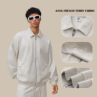 Haute qualité couleur unie décontracté 445G coton/Polyester polaire Baroque polaire Tripe veste décontracté hommes hiver fermeture éclair vestes