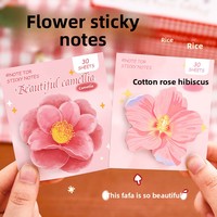 Bloc-notes à fleurs mignonnes, bloc-notes à feuilles mobiles, notes autocollantes, 30 feuilles
