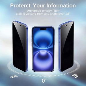 Protection d'écran en verre trempé anti-espion pour iPhone 16 15 14 Pro Max 17, verre trempé protecteur anti-espion - Product Image 2